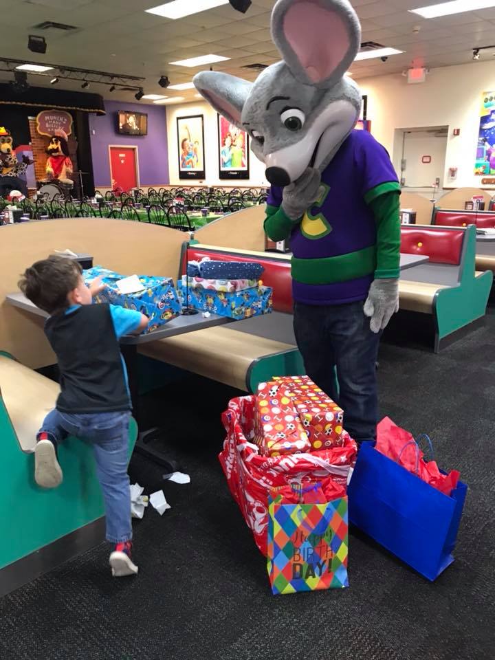 Chuck E. Cheese saved bday party for 4 year old.